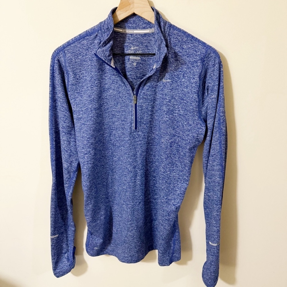 Nike Running Dri Fit Blue Quarter Zip Sweatshirt Size Medium Activewear